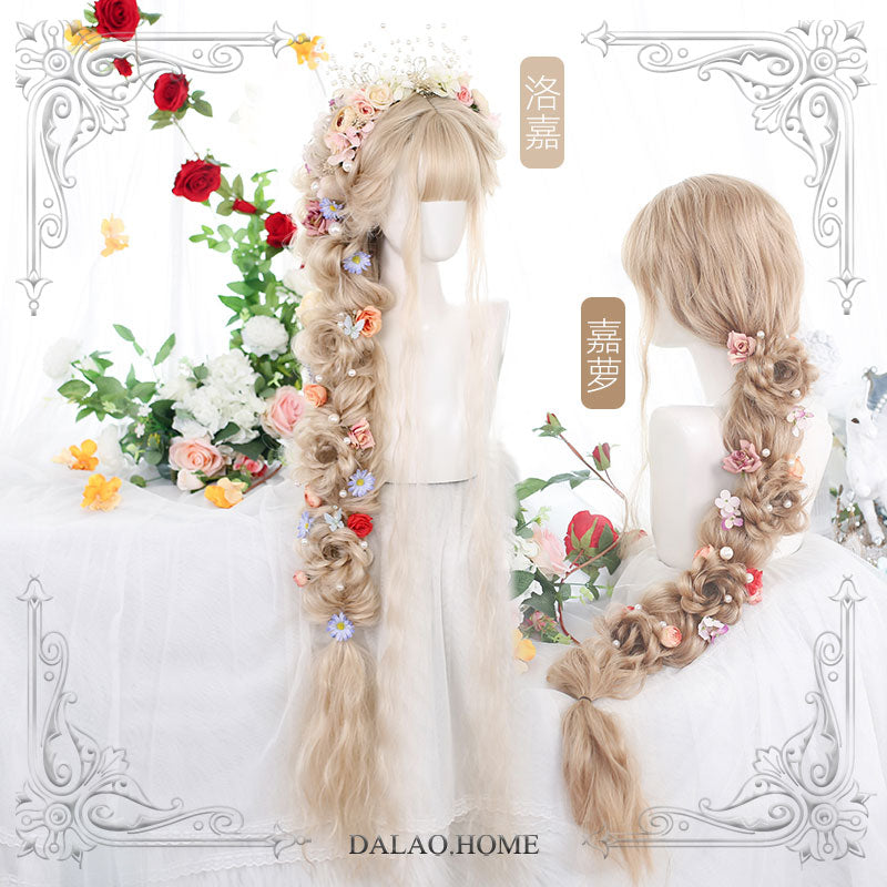 120cmDailyStylingLogaCaroWoolRollExtraLongWhiteGoldFlowerFairyLolitaWig