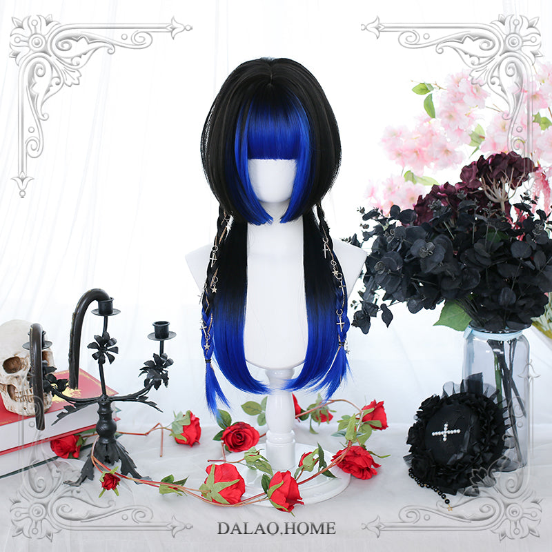 60CM Jellyfish Head  Black And Blue Gradient Long Lolita Wig