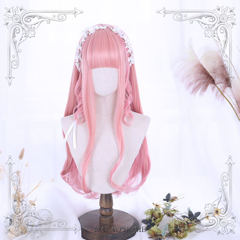 70cm+ Harajuku soft girl Pink Long Curly Lolita Wig
