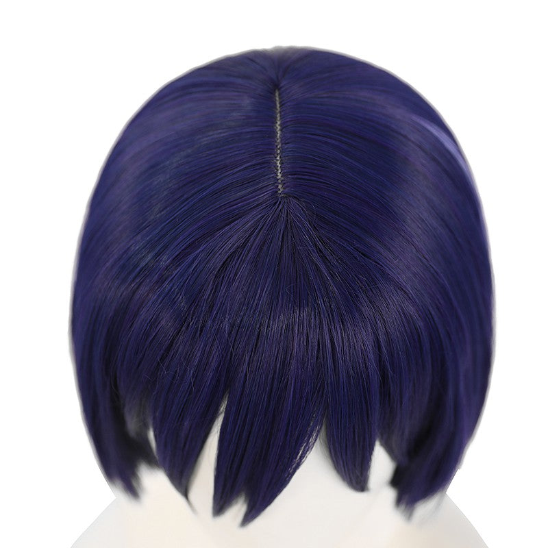 Genshin Impact Scaramouche Dark Bule 30cm Short Straight Cosplay Wigs