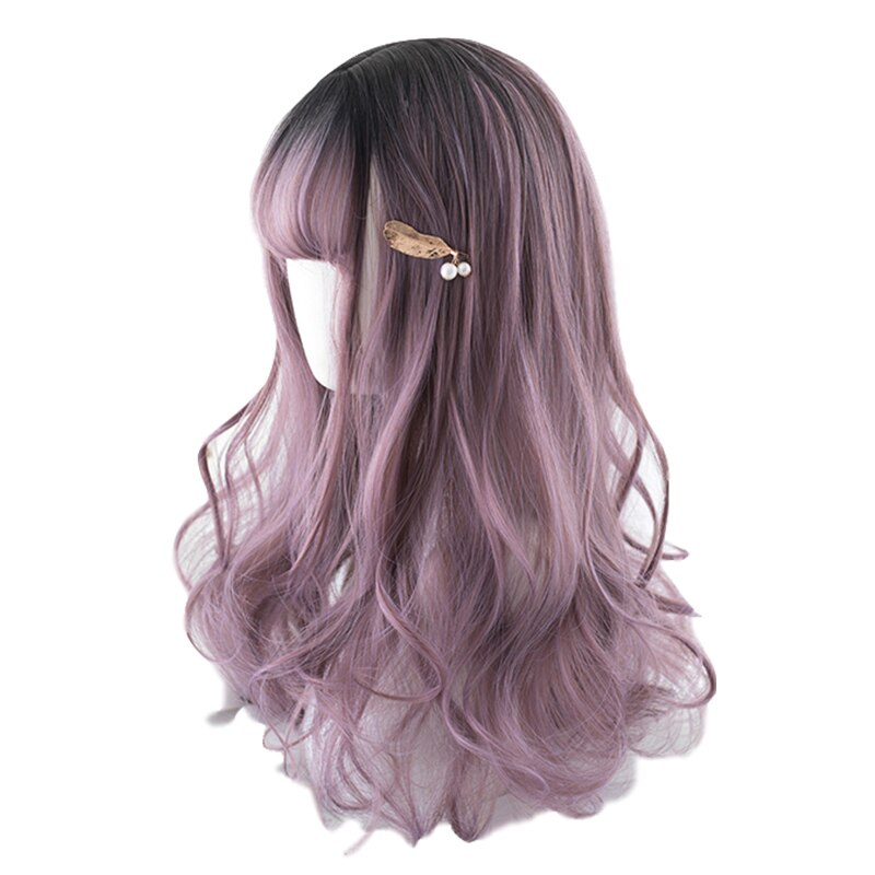 Purple Mixed Black Lolita Long Loose Wave Cosplay Wig