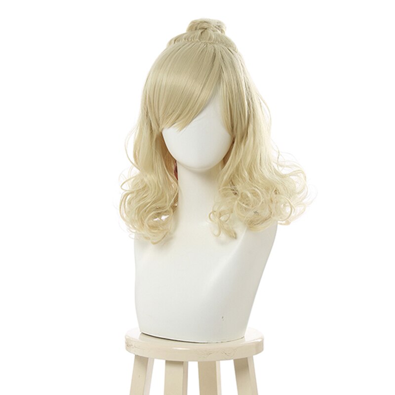 Animal Crossing Isabella Long Curly Blonde with Bun Cosplay Wig