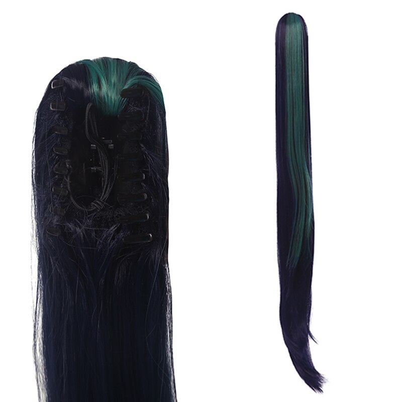 KDA THE BADDEST Kaisa Long Blue mixed Green Ponytail Cosplay Wig