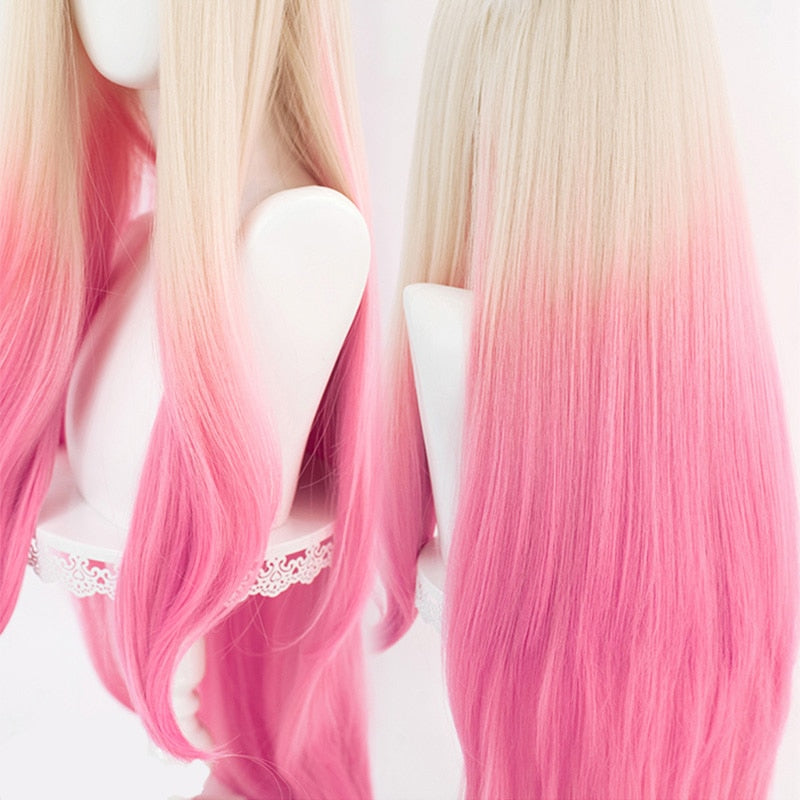 LOL KDA Baddest Ahri Blonde Mixed Pink Cosplay Wig