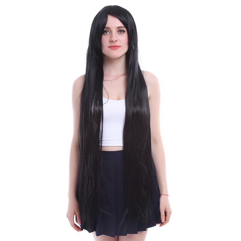 New Women 100cm Long Straight Black Cosplay Wig