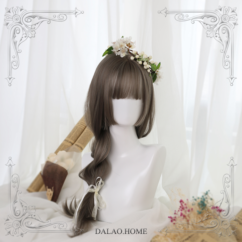 Harajuku soft girl Aoki Linen Grey Long Stright Lolita Wig