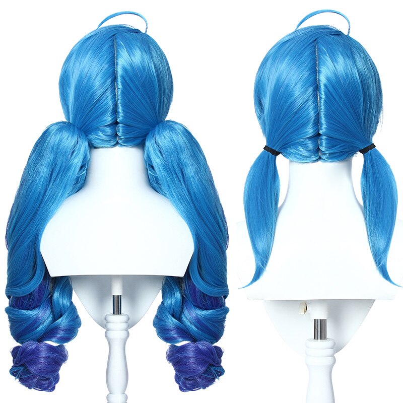 LoL Gwen Cosplay Wig LoL Cosplay Gradient Blue Long Ponytails Game Wig