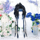 Lolita Black Mixed Blue Long Straight Cosplay Wig
