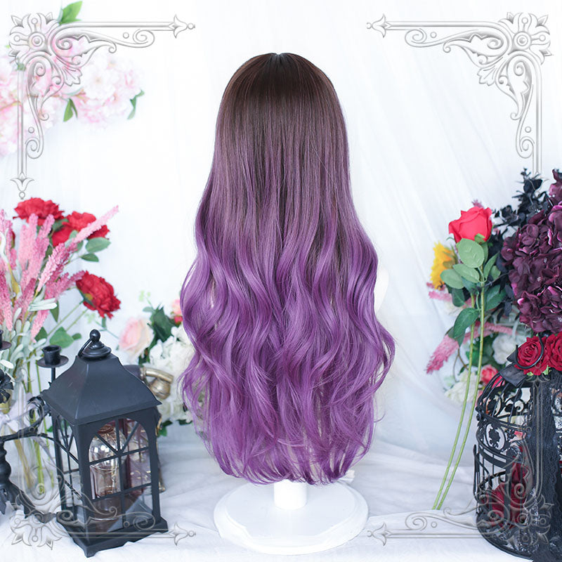 Lolita Black Mixed Purple Long Curly Cosplay Wig