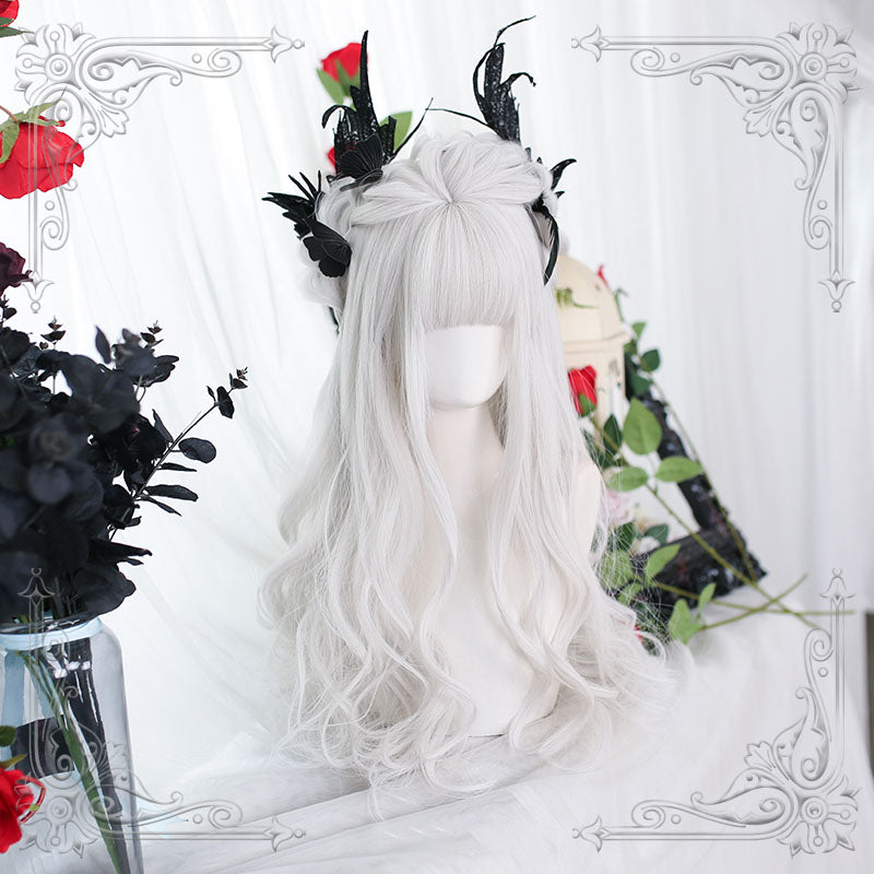 Lolita Grey White Long Curly Cosplay Wigs
