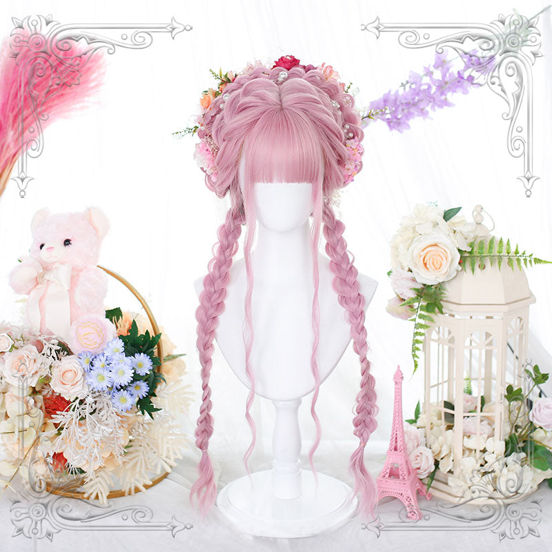 Lolita Pink Long Curly Cosplay Wigs