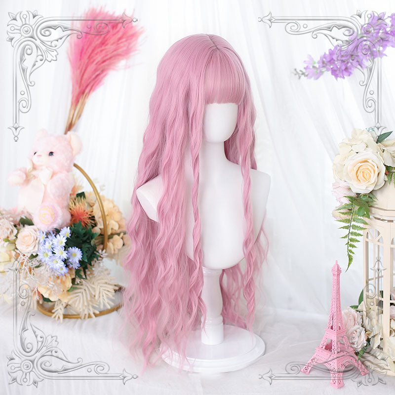 Lolita Pink Long Curly Cosplay Wigs