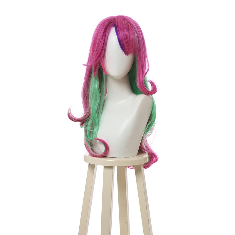 Game LoL Star Guardians Xayah Cosplay Long Pink Green Wig