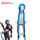 Game LOL Jinx 130cm Long Blue Color Straight Cosplay Wig