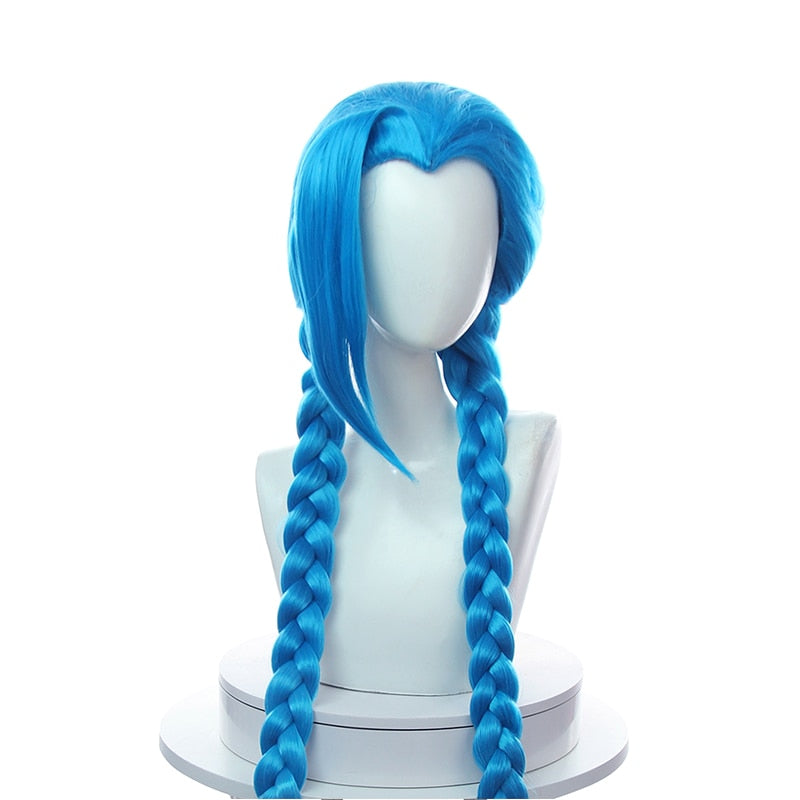 Game LOL Jinx 130cm Long Blue Color Straight Cosplay Wig