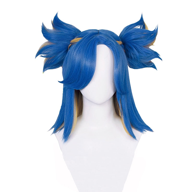 Game Neon Cosplay Wig 40cm Mixed Color Woman Cosplay Wigs